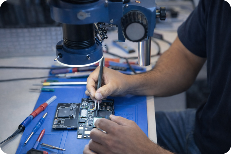 tecnico reparando un movil