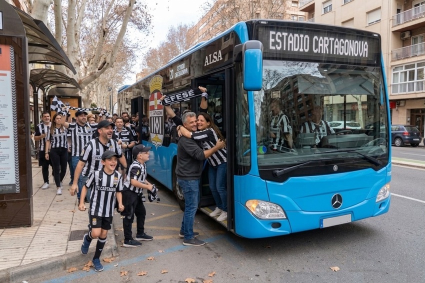 aficionados del futbol subiendo a un bus