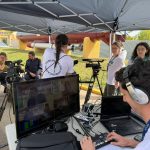 Un grupo de alumnos durante la grabación del programa televisivo sobre el simulacro